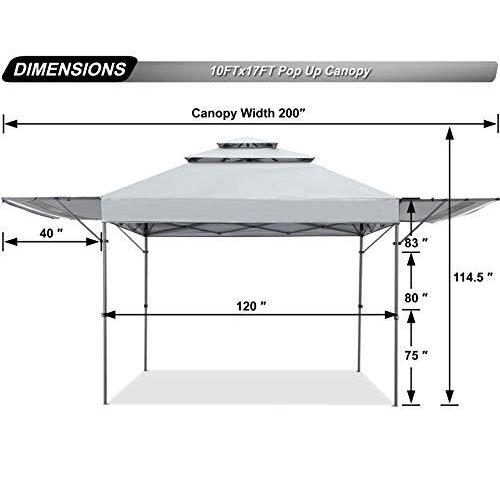 ABCCANOPY タープテント 3ｍ ワンタッチ オーニング シェード 三重屋根シート 日除け 撥水 UVカット キャスター収納バッグ付き 
