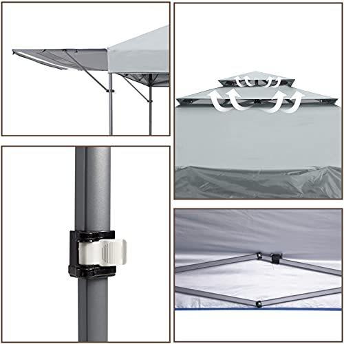ABCCANOPY タープテント 3ｍ ワンタッチ オーニング シェード 三重屋根シート 日除け 撥水 UVカット キャスター収納バッグ付き 