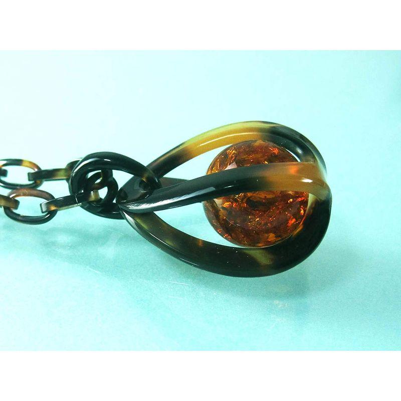 あすつく】 健やか やさしさ店本べっ甲 琥珀 籠型 ペンダントトップ 本