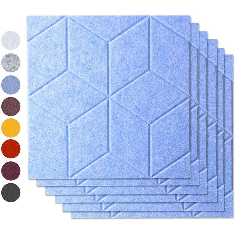 AutoGo 吸音材 壁 吸音ボード 防音材 30cm×30cm×0.9cm魔法両面テープ付き パターン・カラー・枚数選択可ダイヤ・ブルー・ - 9
