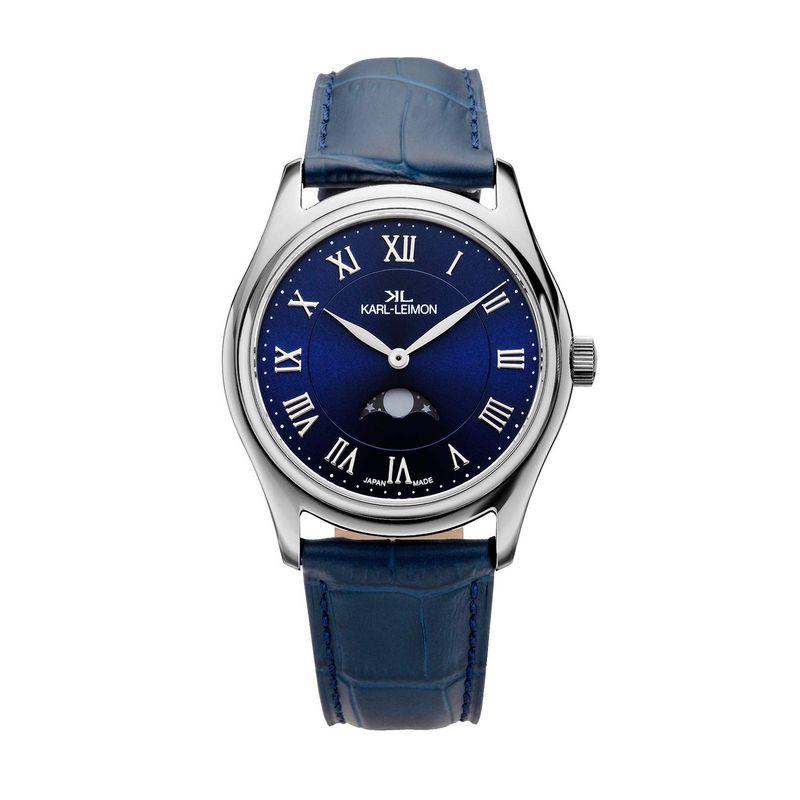 カルレイモン KARL LEIMON メンズ 腕時計 (クラシックシンプリシティー2   ホワイト) 日本製ムーンフェイズクォーツ時計 (ア