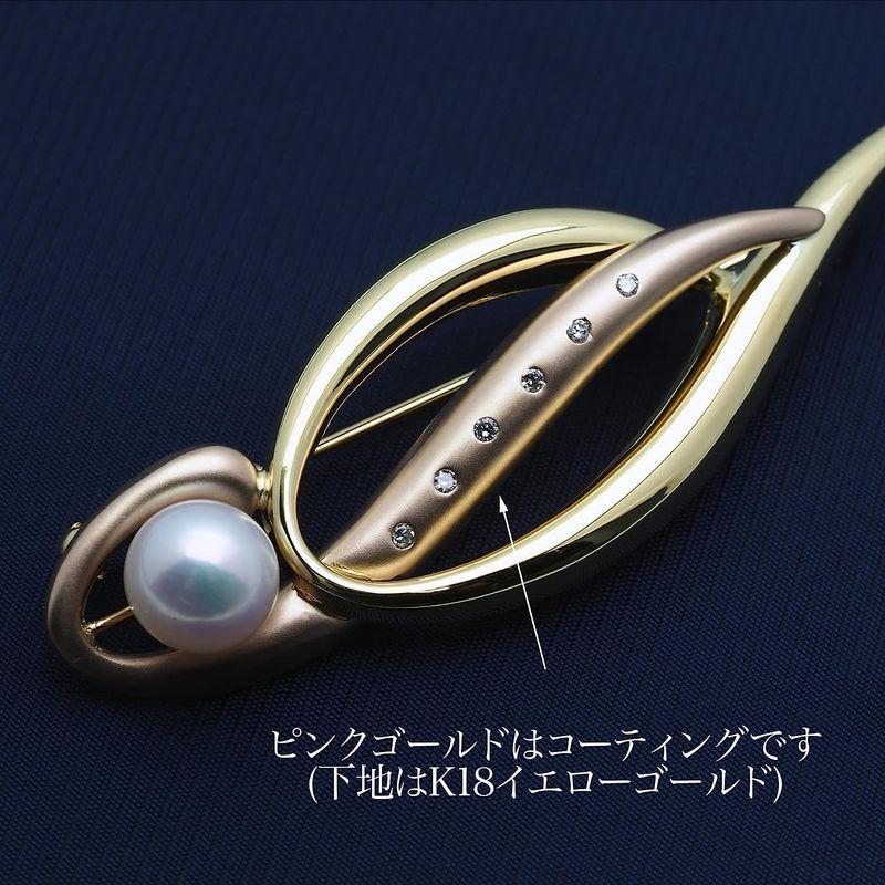 K.jewel K18 アコヤ本真珠 デザインブローチ 18金イエローゴールド 