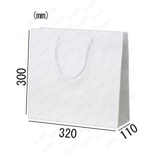 【5箱以上送料無料】1枚182.06円(計 50枚/箱 (10枚/外袋×5)コート紙/無地/白/マット ホワイトPPスピンドル紐 紙袋/手提げ袋M 32×11×30cm業務用まとめ買い