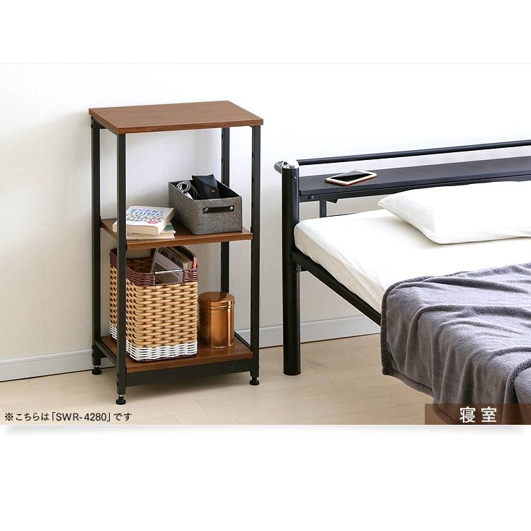 ラック スチールウッドラック 収納ラック 木製 幅62cm 4段 ブラウン SWR-6212 アイリスオーヤマ 新生活 新生活応援の画像