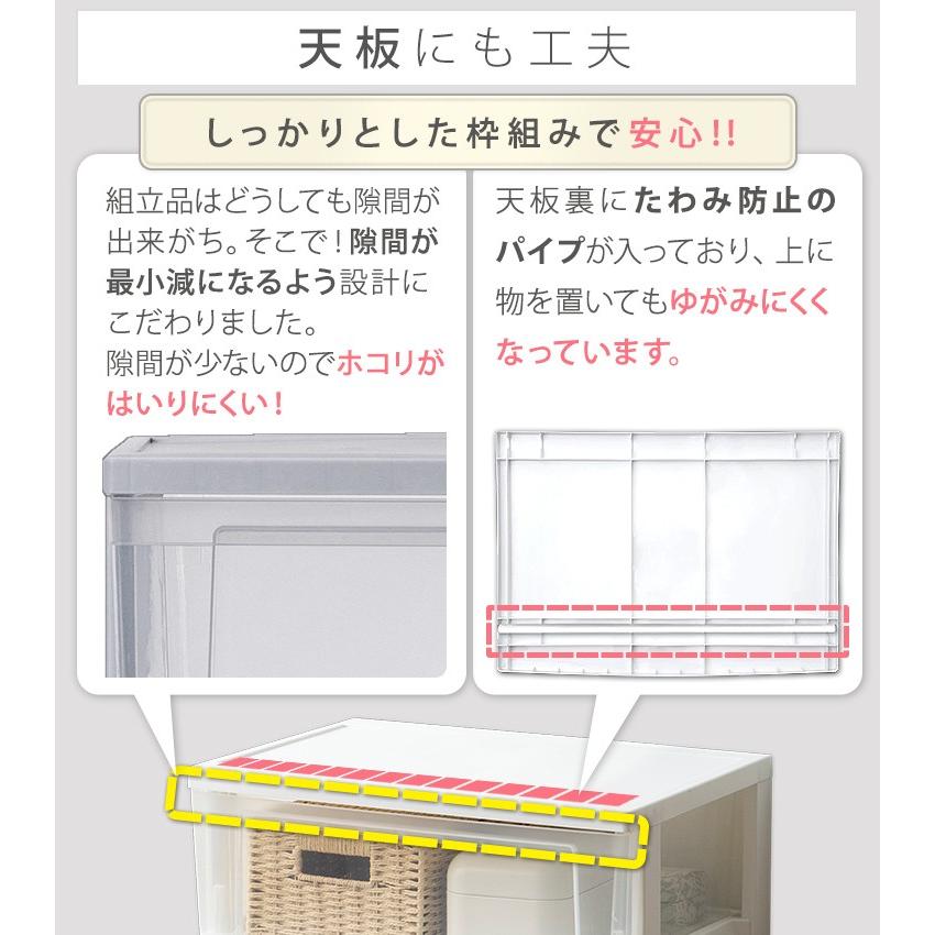 チェスト 衣装ケース ワイドチェスト クリアチェスト スリム シンプル 3段 衣類収納 収納 タンス 衣類 ホワイト／クリア NSW-543 アイリスオーヤマ｜sukusuku｜04