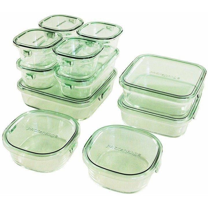保存容器 iwaki 耐熱ガラス デラックスセット 11点セット グリーン PSC