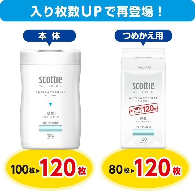 スコッティ  ウェットティッシュ  除菌  アルコールタイプ  つめかえ用  120枚  2コパック  77019  新生活｜sukusuku｜04