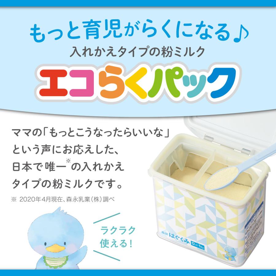 はぐくみ 粉ミルク 12個セット エコらくパック つめかえ用 800g 森永