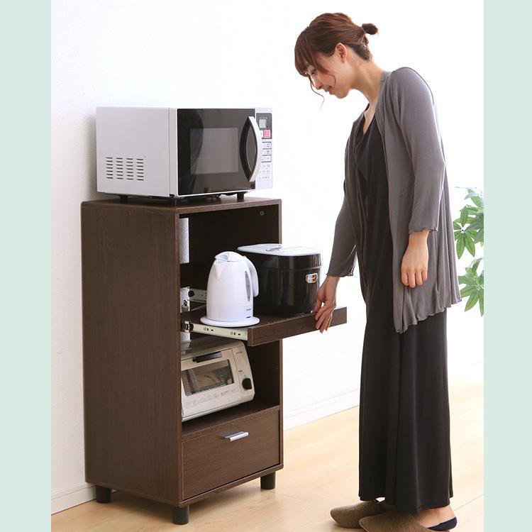 キッチンボード 食器棚 レンジ台 キッチン収納 レンジラック 木製 KBD-500 コンパクト 台所収納 スライドトレー 一人暮らし アイリスオーヤマ_10