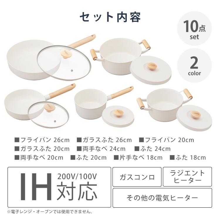 フライパン なべ Ih対応 おしゃれ 鍋 フライパンセット ガス火対応 10点セット 料理 調理 調理器具 調理小物 ルオント Luo Se10w Luo Se10g アイリスオーヤマ M すくすくスマイル 通販 Yahoo ショッピング