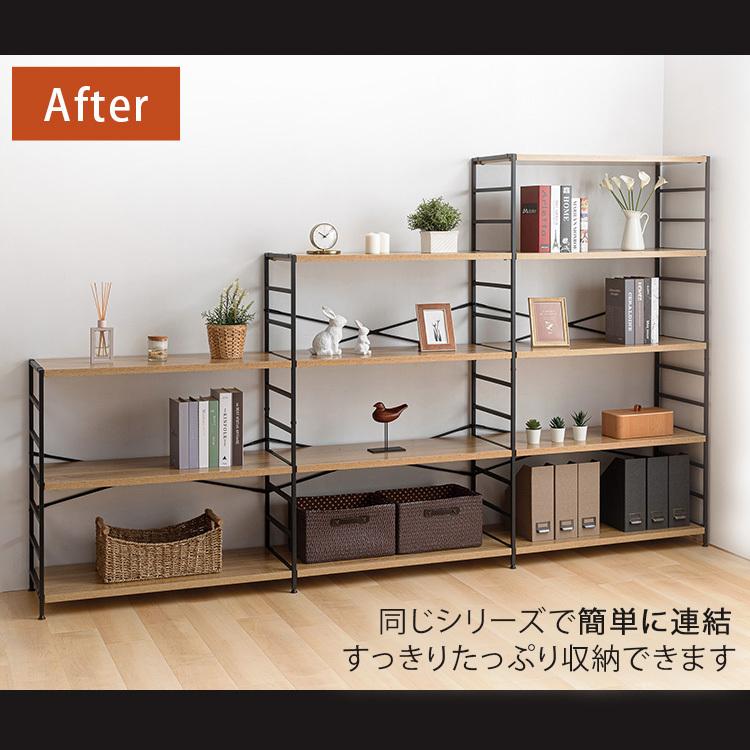 ラック 棚 5段 木製棚板 スチールフレーム 幅90 奥行40 可動棚 収納