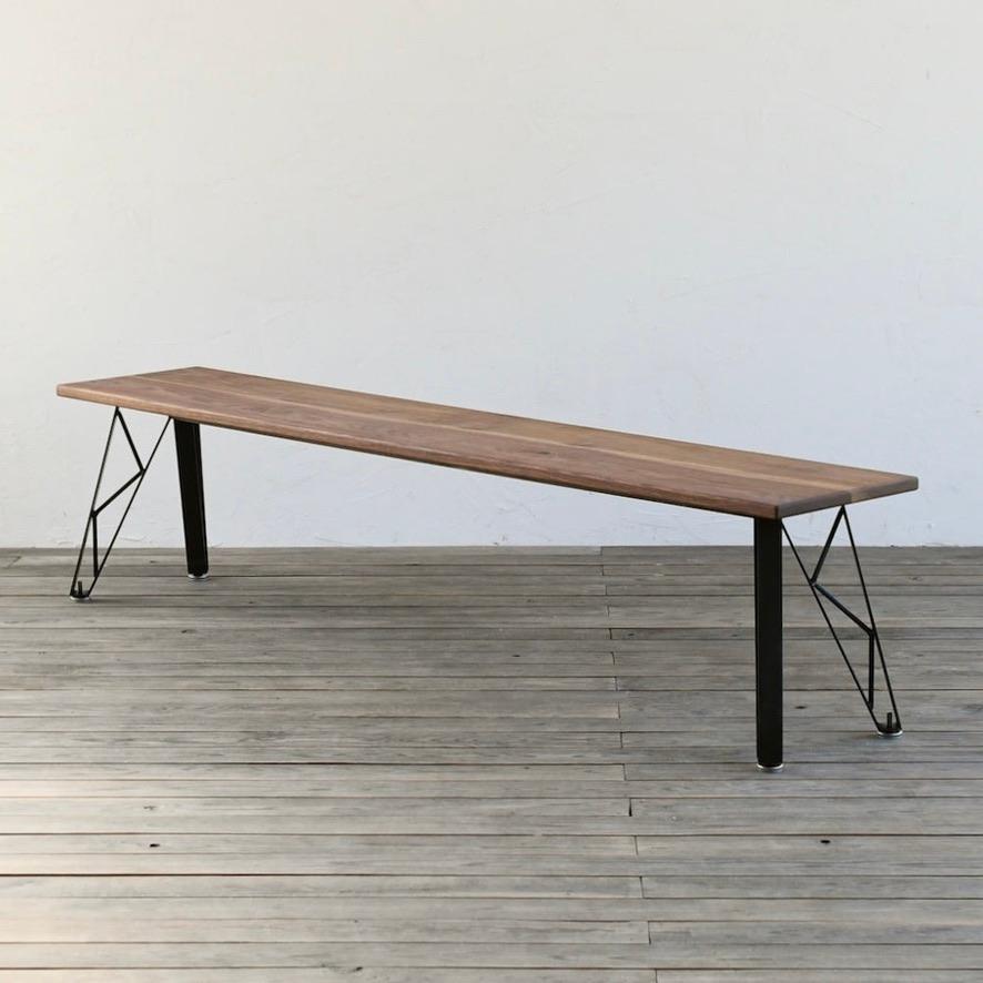 木製ベンチ アイアン脚 ベンチ シート トラスレッグ オーク サイズオーダー おしゃれ