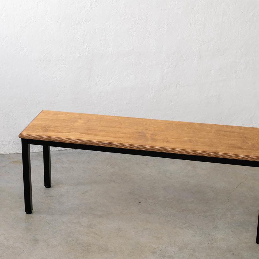 【40,200円〜】フォーレッグド ベンチシート W1100〜2000 | SULK サイズオーダー可 ダイニングベンチ 長椅子 腰掛け 什器 アイアン 鉄脚 木製 日本製 送料無料 |  | 02