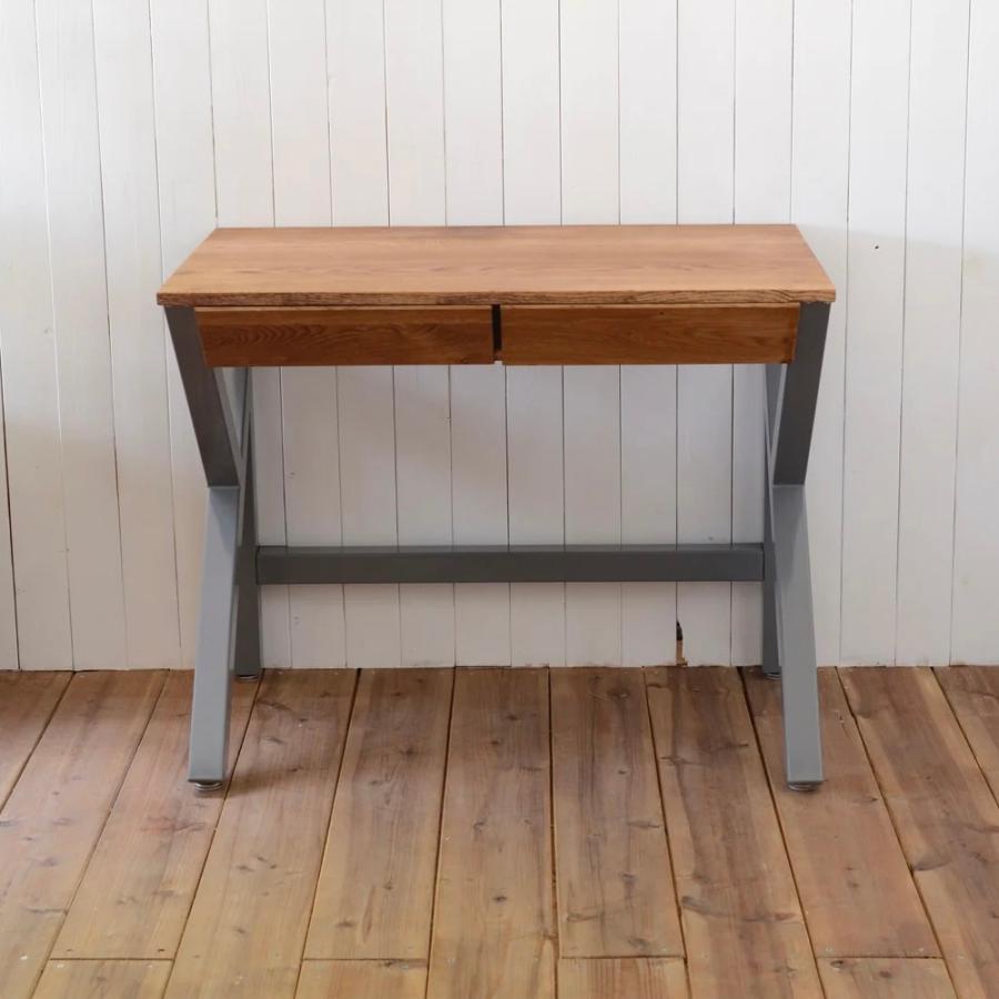 ドロワーデスク Kフレーム オーク W900　　サイズオーダー可 インテリア アイアン アイアン家具 手作り家具 デスク 勉強机 店舗 什器 |  | 02