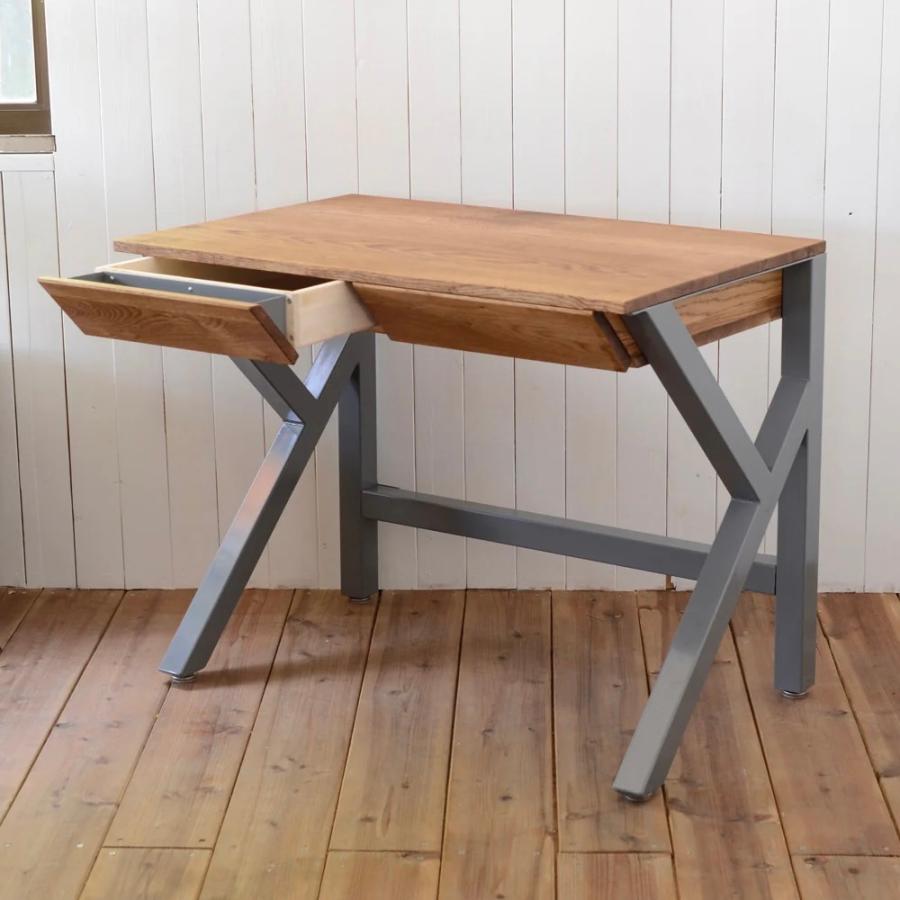 ドロワーデスク Kフレーム オーク W900　　サイズオーダー可 インテリア アイアン アイアン家具 手作り家具 デスク 勉強机 店舗 什器 |  | 03