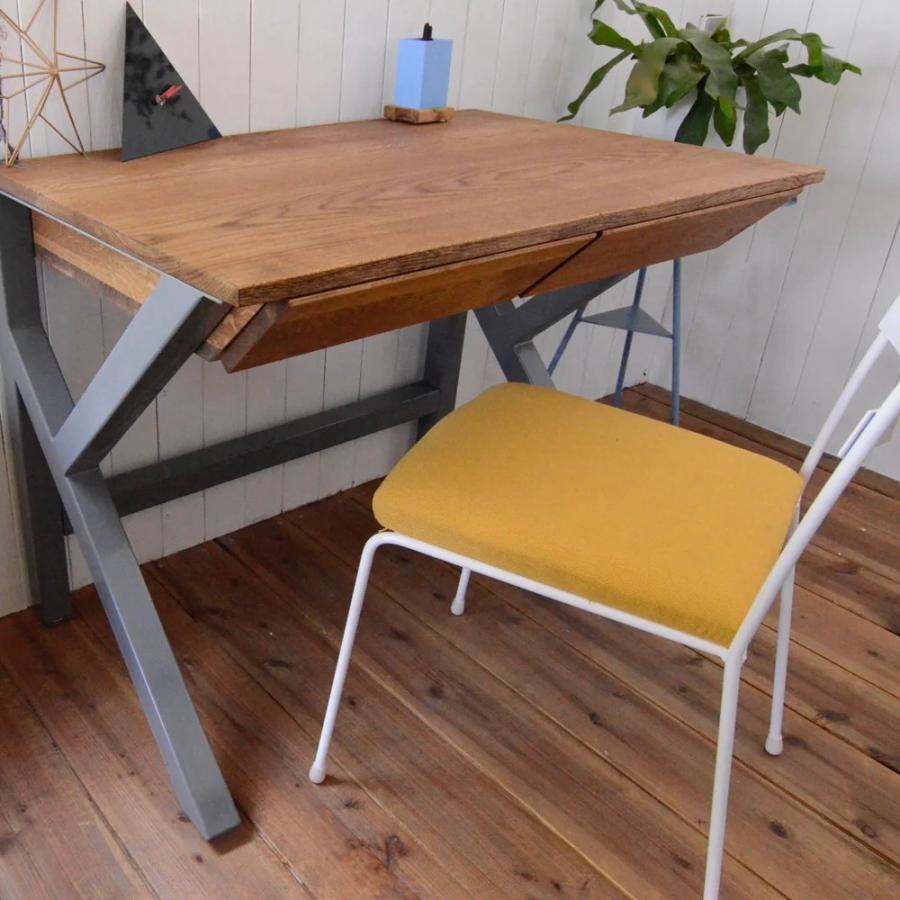 ドロワーデスク Kフレーム オーク W1200　　サイズオーダー可 インテリア アイアン アイアン家具 手作り家具 デスク 勉強机 店舗 什器 |  | 06