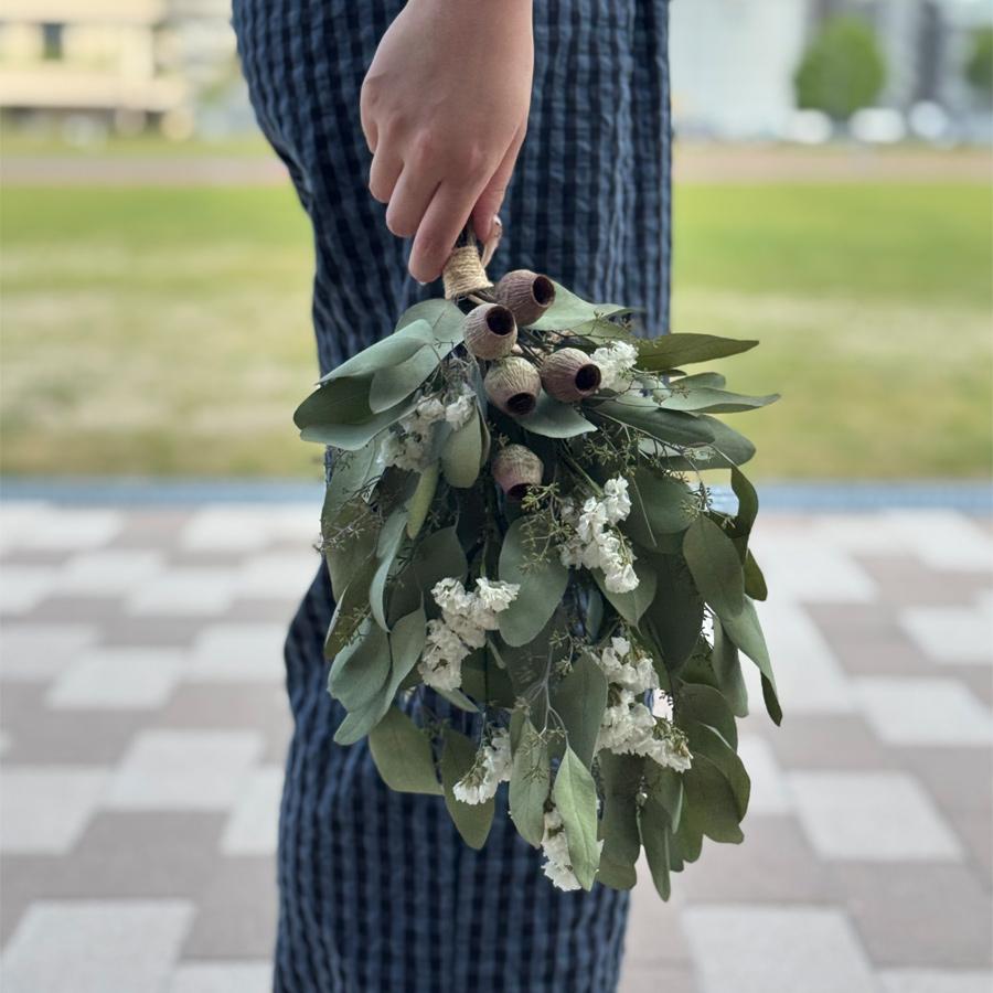 季節のドライフラワースワッグ ポポラスベリーとスターチス