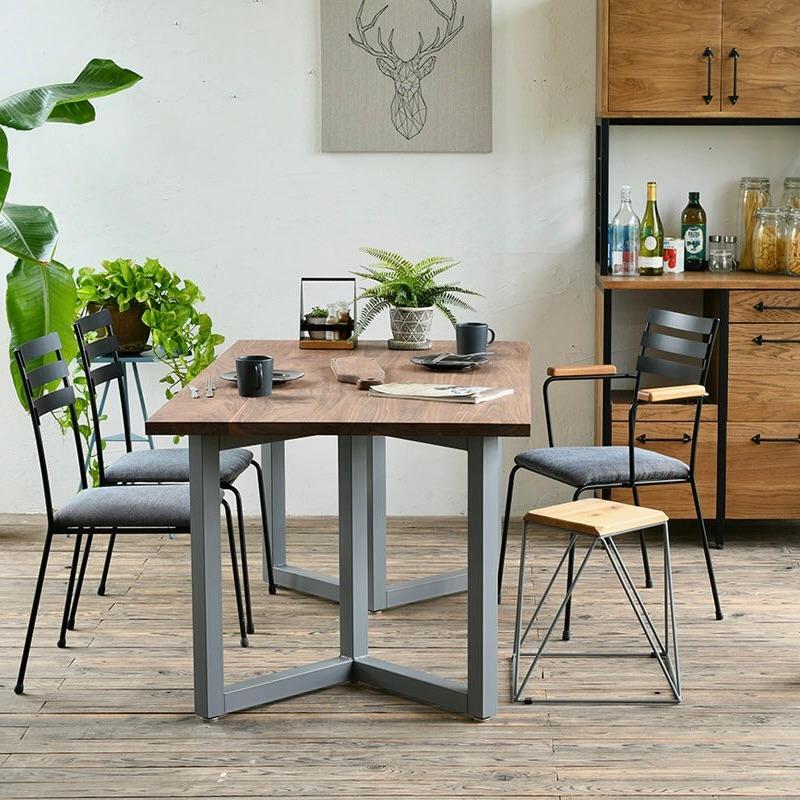 ダブルレクタングルフレーム W900からW2100 ダイニングテーブル サイズオーダー カフェ インテリア アイアン アイアン脚 無垢 テーブル 店舗 什器 |  | 11