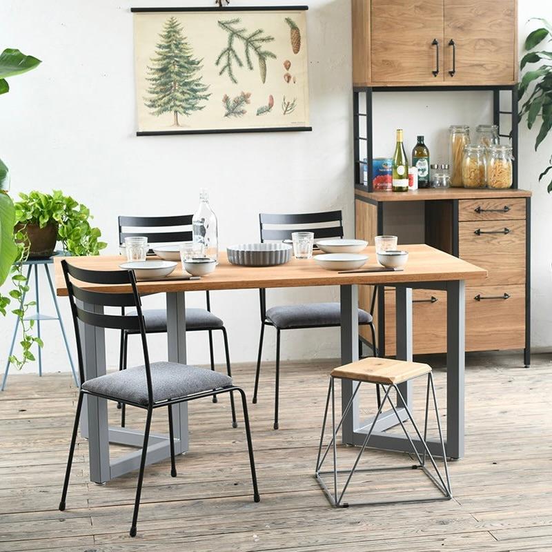 ダブルレクタングルフレーム W900からW2100 ダイニングテーブル サイズオーダー カフェ インテリア アイアン アイアン脚 無垢 テーブル 店舗 什器 |  | 02