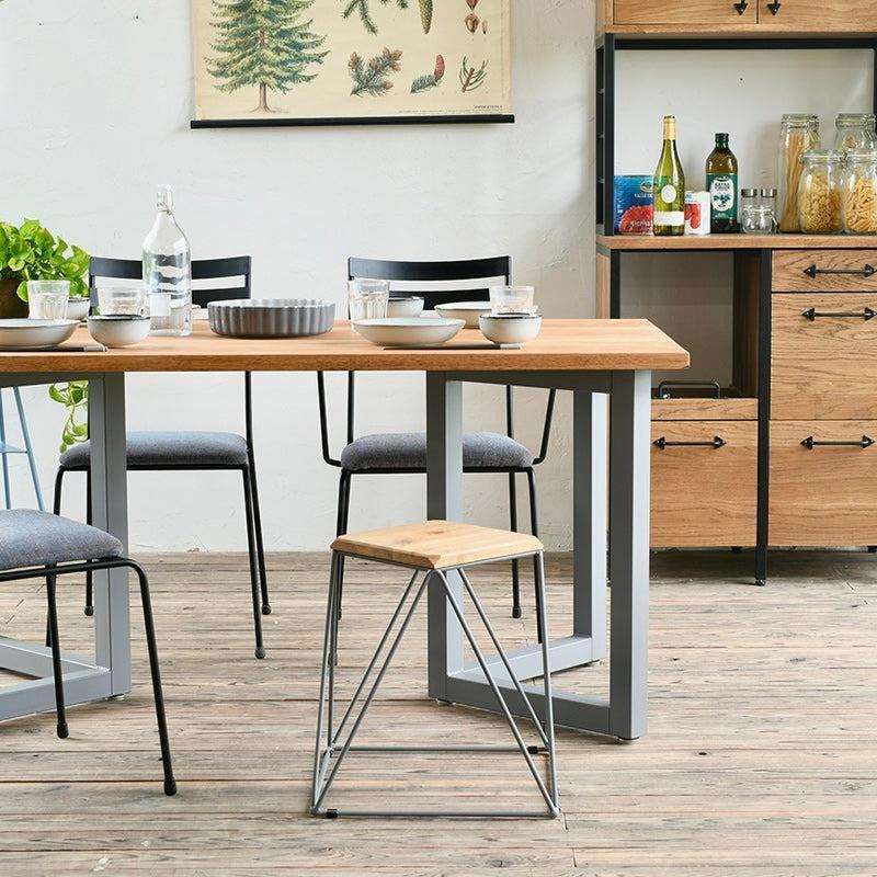 ダブルレクタングルフレーム W900からW2100 ダイニングテーブル サイズオーダー カフェ インテリア アイアン アイアン脚 無垢 テーブル 店舗 什器 |  | 04