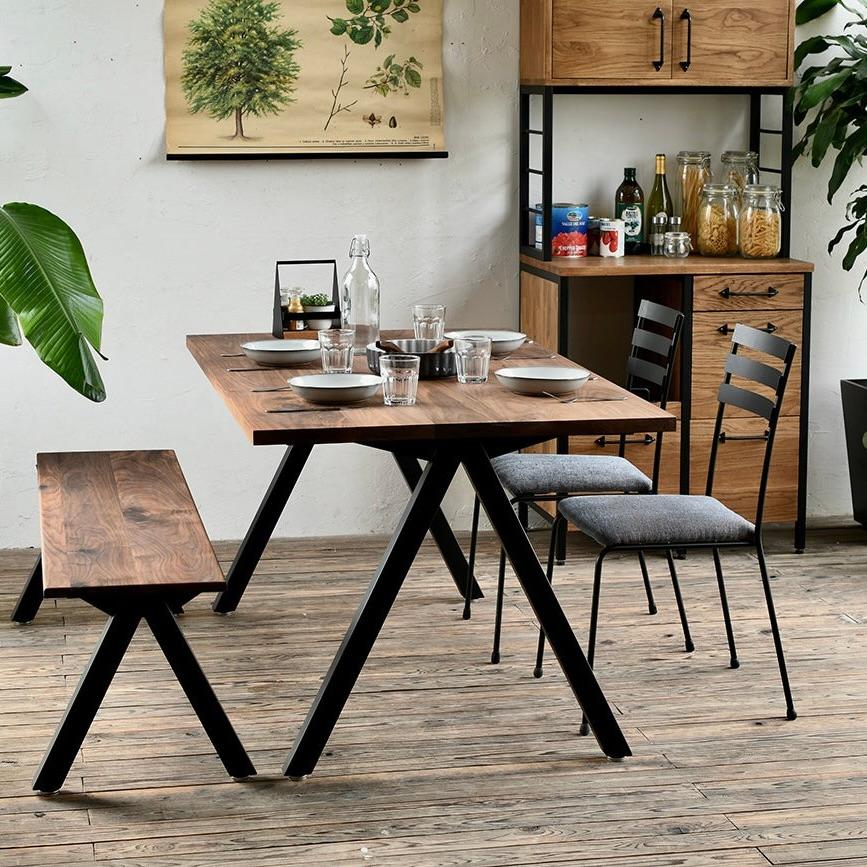 Aフレーム W900からW2100 ダイニングテーブル サイズオーダー 可 おしゃれ 北欧 モダン カフェ インテリア アイアン アイアン脚 無垢 テーブル 店舗 什器 |  | 10