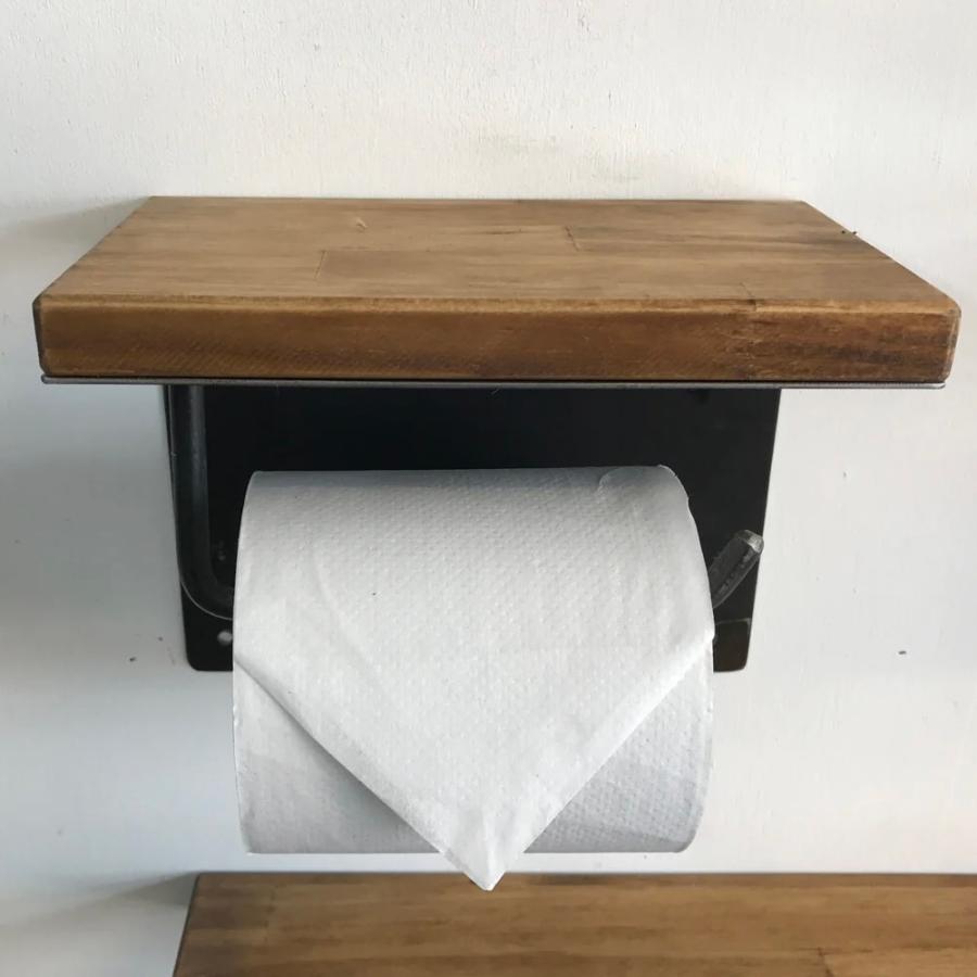 トイレットペーパーホルダー シングル パイン / SULK 紙巻器 天板 棚 ラック スマホ置き DIY おしゃれ トイレ 壁 アイアン 鉄 無垢材 木製 ビス ネジ 日本製 |  | 01