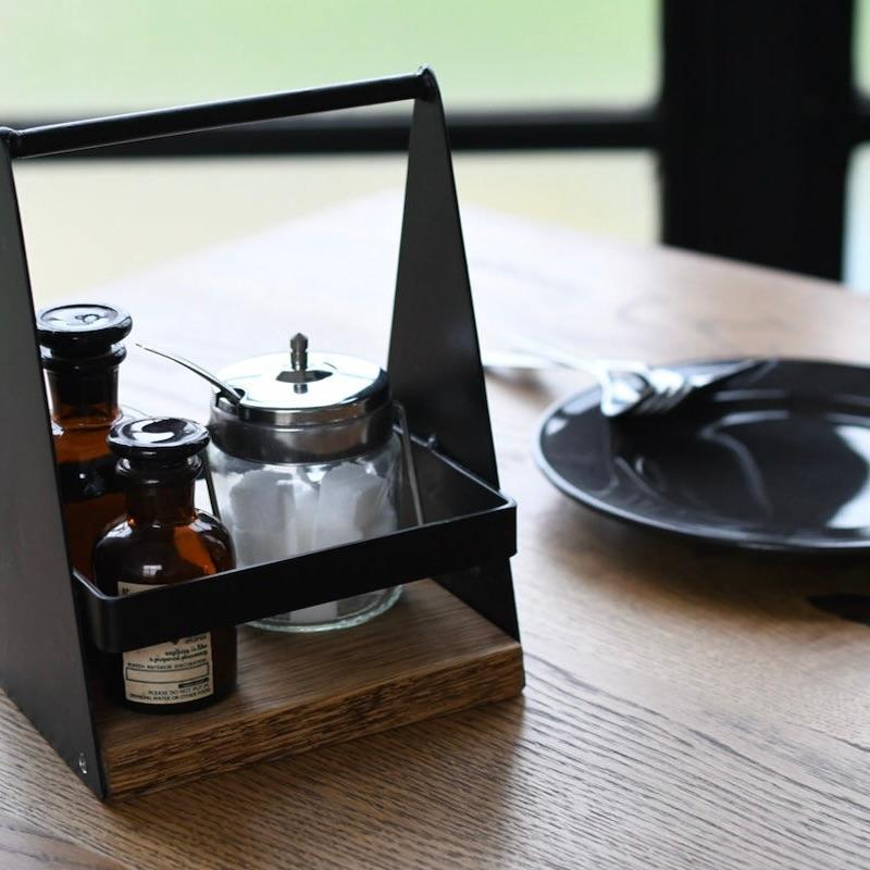 スパイスホルダー ショート / SULK スパイスラック 調味料ラック 調味料収納 調味料入れ 卓上トレー おしゃれ キッチン収納 持ち運び アイアン 鉄 木製 日本製 |  | 04