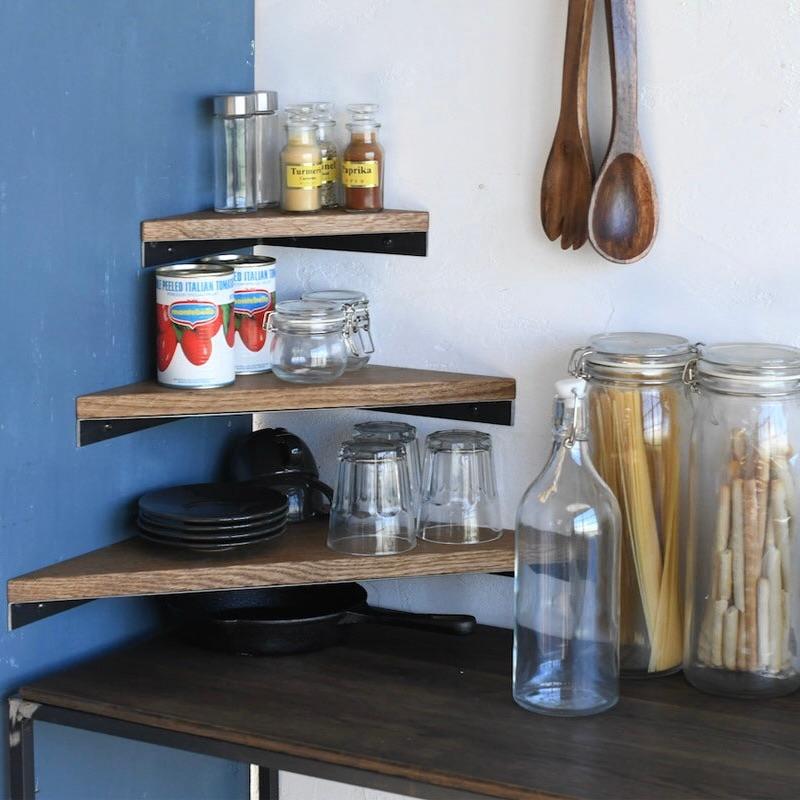 ウッドトップ コーナーシェルフ 【S M L】| SULK 国産 コーナーラック ウォールラック 棚受け 飾り棚 壁面収納 DIY アイアン 鉄 木製 日本製 送料無料 |  | 05