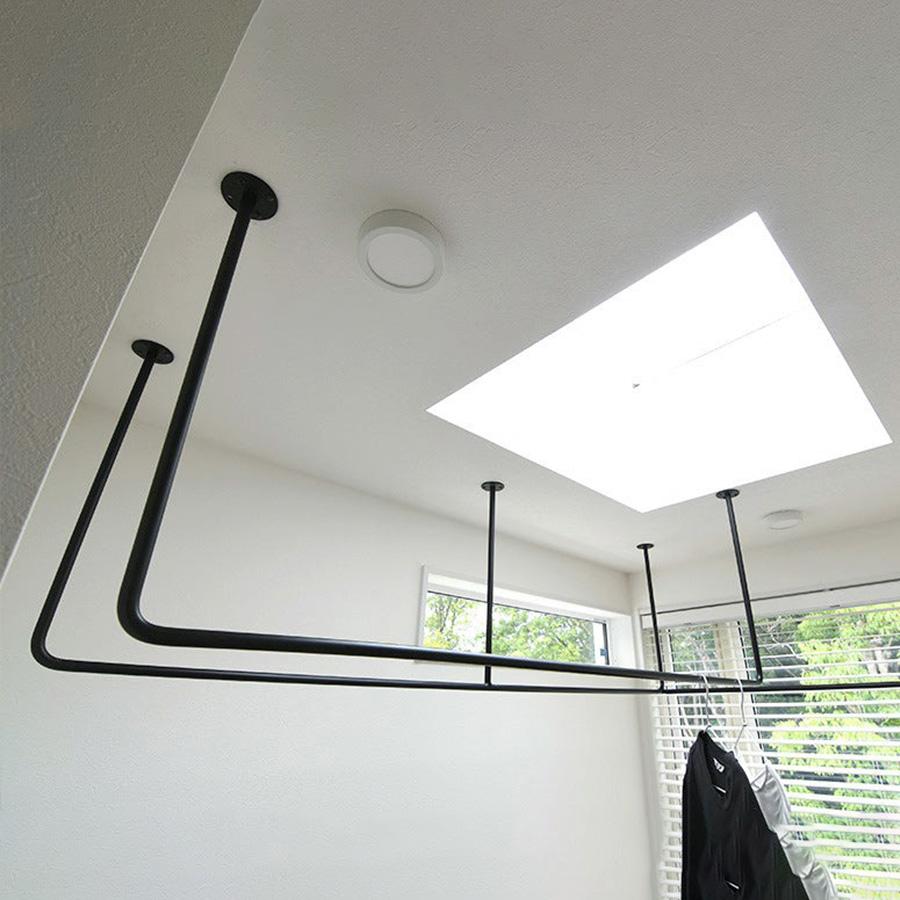 室内物干し アイアンバー コ型 〜W1500 | SULK 国産 洗濯物干 天井