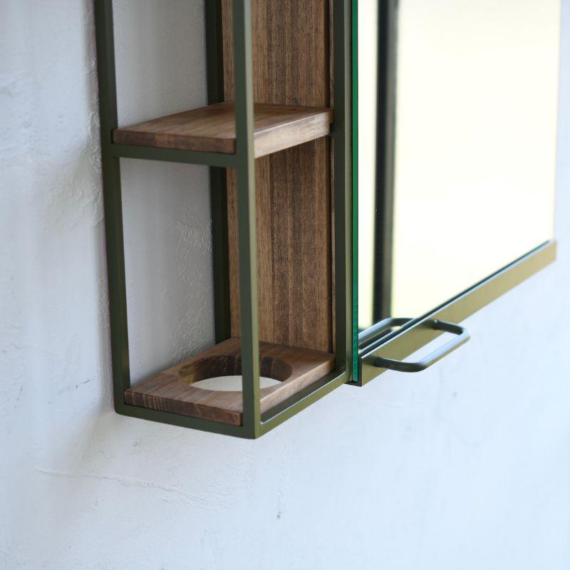 コンビネーションミラー 5080 ダブルフレーム 洗面鏡 手洗い場鏡 収納付鏡 鏡 アイアン 玄関手洗い 洗面収納棚 ミラーキャビネット ミラーボックス |  | 02