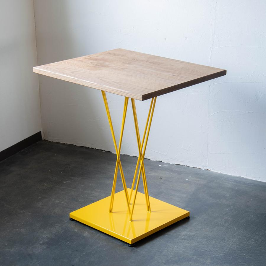 カフェテーブル サイズオーダー可 飾り台 店舗 オフィス ダイニングテーブル ディスプレイ アイアン 鉄 無垢材 木製 長さ650mm 奥行550mm 高さ720mm 日本製 |  | 01