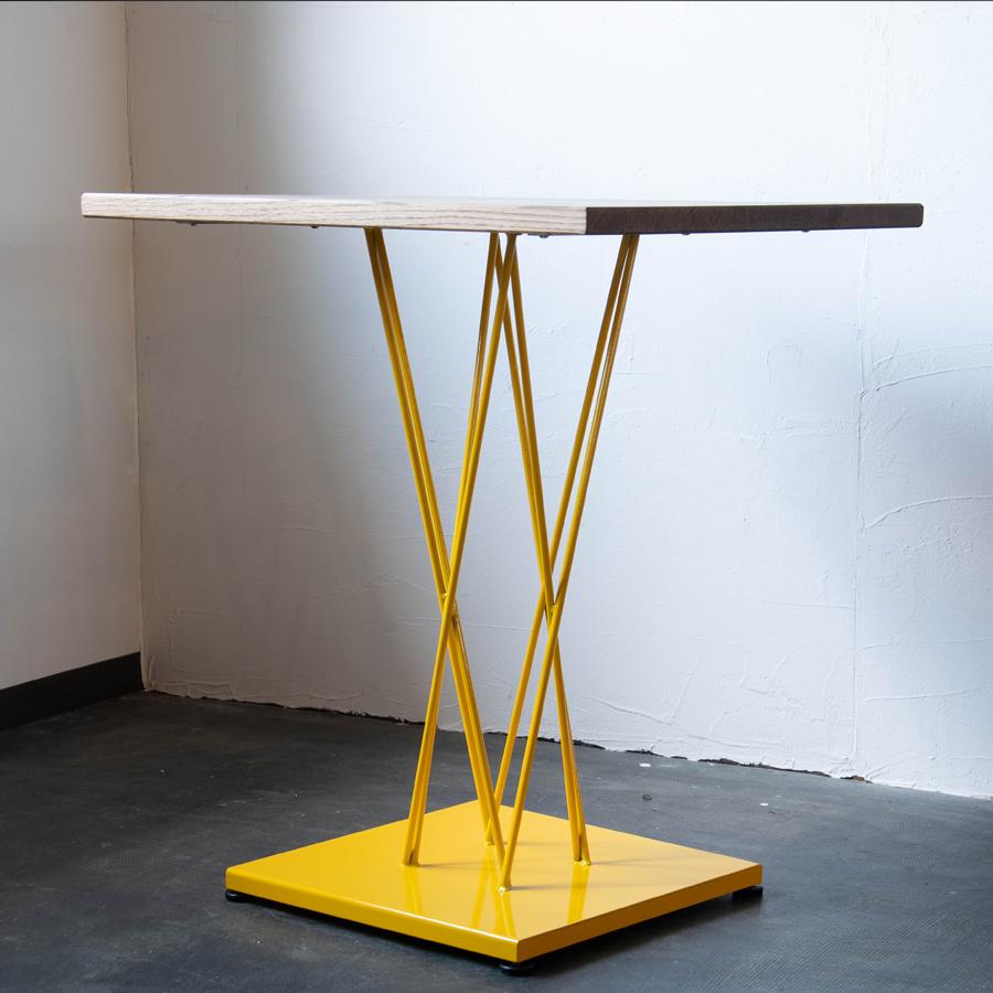 カフェテーブル サイズオーダー可 飾り台 店舗 オフィス ダイニングテーブル ディスプレイ アイアン 鉄 無垢材 木製 長さ650mm 奥行550mm 高さ720mm 日本製 |  | 03