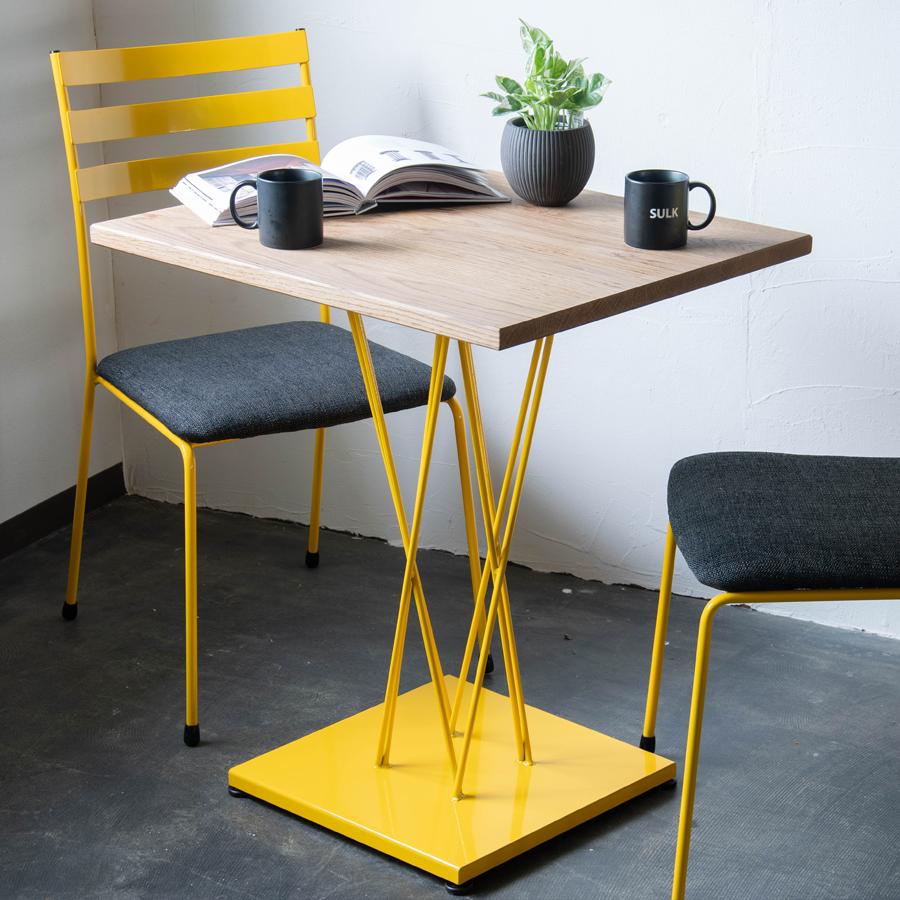 カフェテーブル サイズオーダー可 飾り台 店舗 オフィス ダイニングテーブル ディスプレイ アイアン 鉄 無垢材 木製 長さ650mm 奥行550mm 高さ720mm 日本製 |  | 04