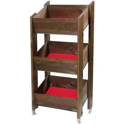 【ワイン陳列用木箱】キャスター付きで視認性の高い傾斜30度タイプラック 3段 ブラウン(G02641) | 