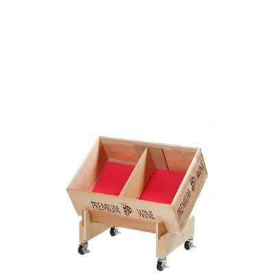 【ワイン陳列用木箱】陳列用傾斜ラック 1段 白木 キャスタ付 (G02642) | 