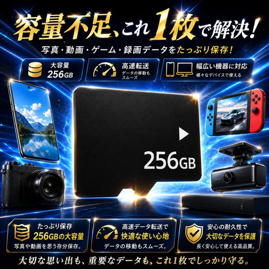 マイクロSDカード 256GB SDカード micro ニンテンドー スイッチ ドラレコ ドローン Nintendo Switch メモリー SDXC UHS-I U3 Class10 日本製 4K | 