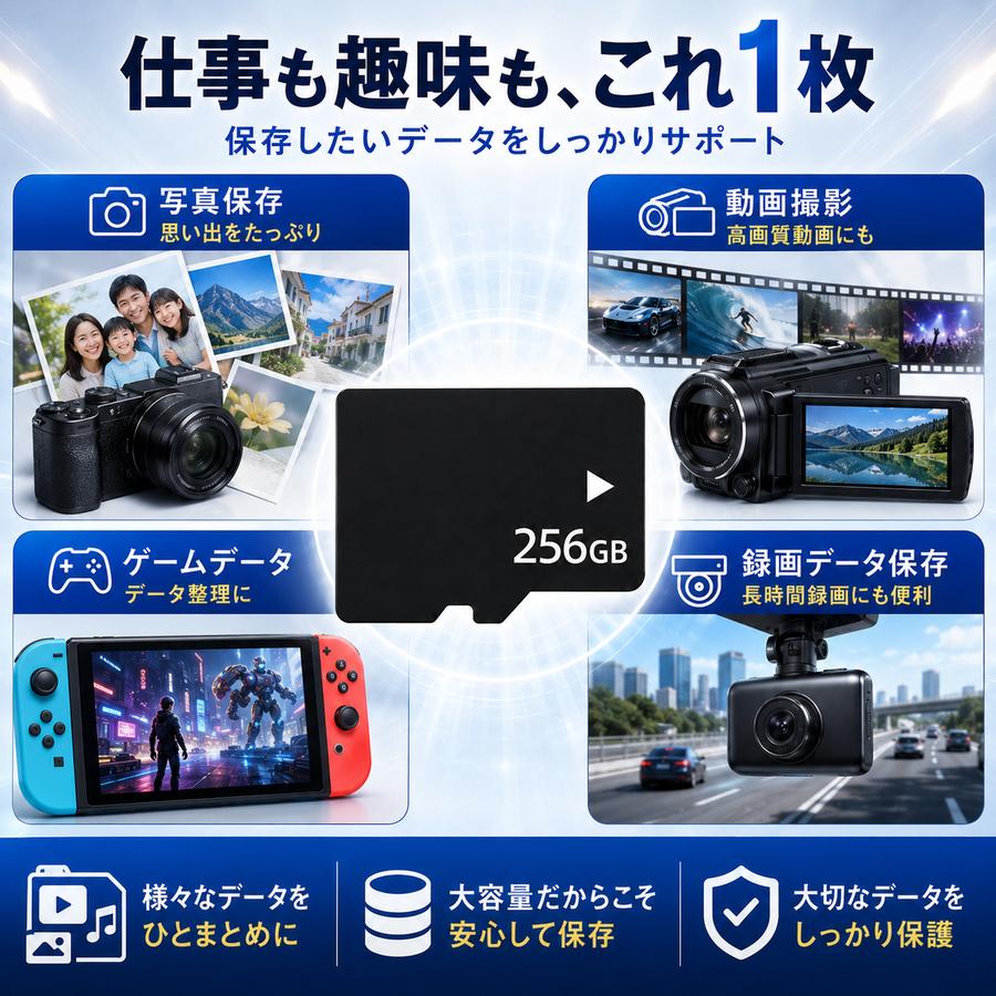 マイクロSDカード 256GB SDカード micro ニンテンドー スイッチ ドラレコ ドローン Nintendo Switch メモリー SDXC UHS-I U3 Class10 日本製 4K |  | 12