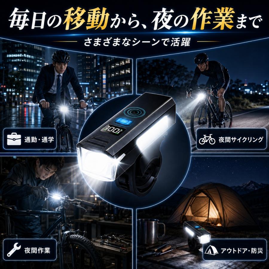 自転車 ライト 自転車ライト LED 明るい 充電式 オートライト 防水 最強 自動 USB 後付け 自動点灯 LEDライト ホルダー 懐中電灯 ハンドライト |  | 10