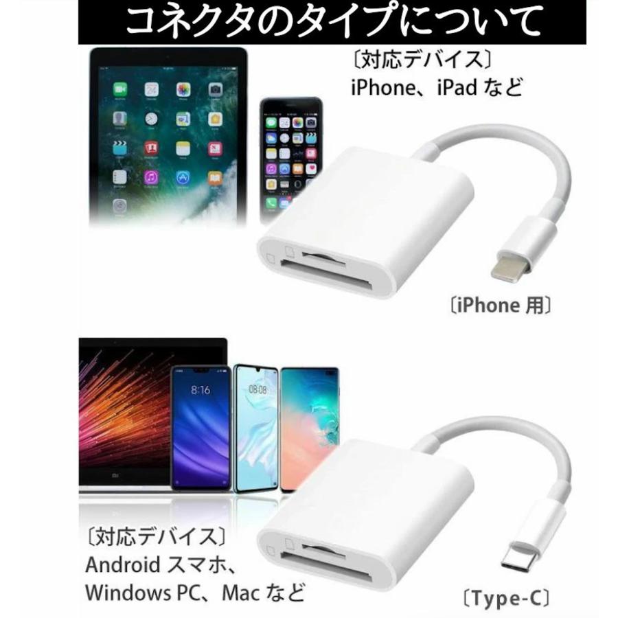SDカードリーダー iPhone iPad 高速 USB 純正 マイクロ usb3.0 iphone12 type-c 転送 データ移行 双方向 lightning アイフォン バックアップ｜sum41｜17