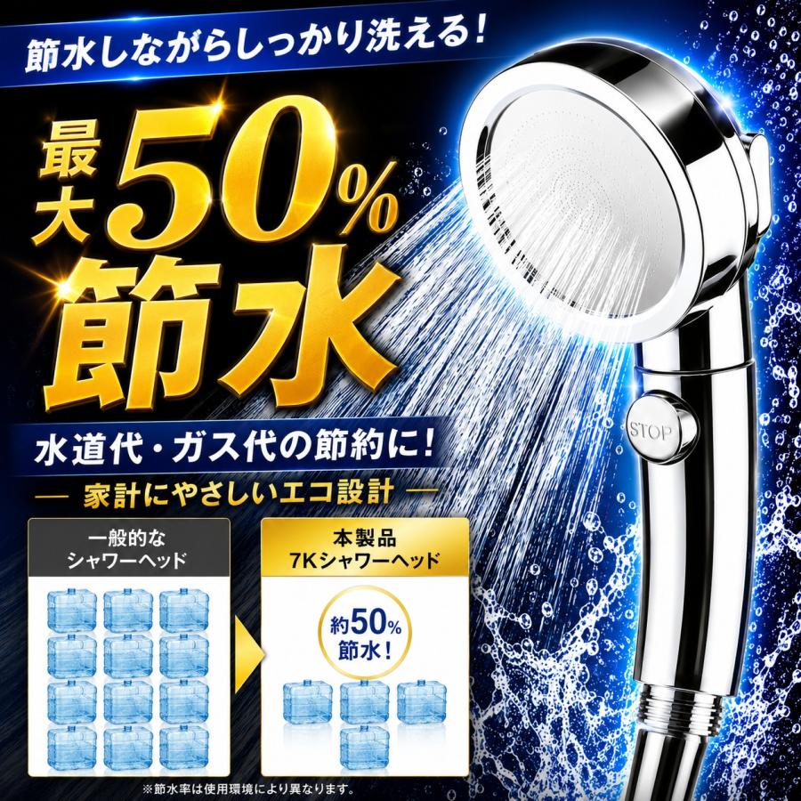 【2mホース付き】シャワーヘッド 節水増圧 節水 増圧 ナノバブル リファ 2m 3段階切り替え アラミック マイクロバブル ホルダー 水圧強い 水流 高水圧 |  | 06