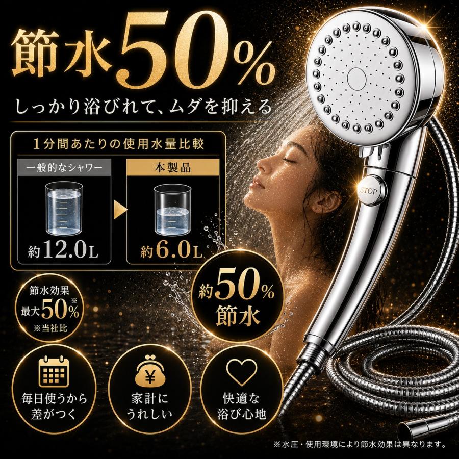 【4種アダプタ+1.5mホース付き】シャワーヘッド 節水 節水増圧 増圧 ナノバブル リファ ホース 手元止水 3段階切り替え アラミック マイクロバブル ホルダー |  | 06
