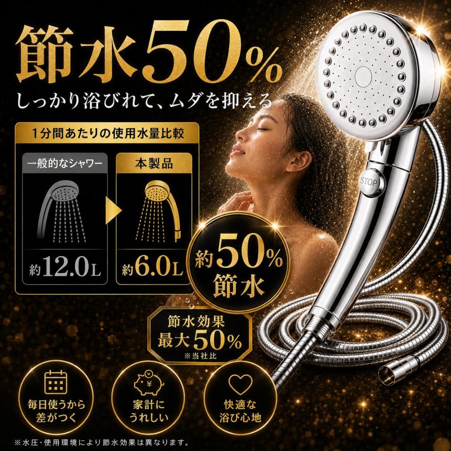 【4種アダプタ+2mホース付き】シャワーヘッド 節水 節水増圧 増圧 ナノバブル リファ ホース 手元止水 3段階切り替え アラミック マイクロバブル ホルダー |  | 06