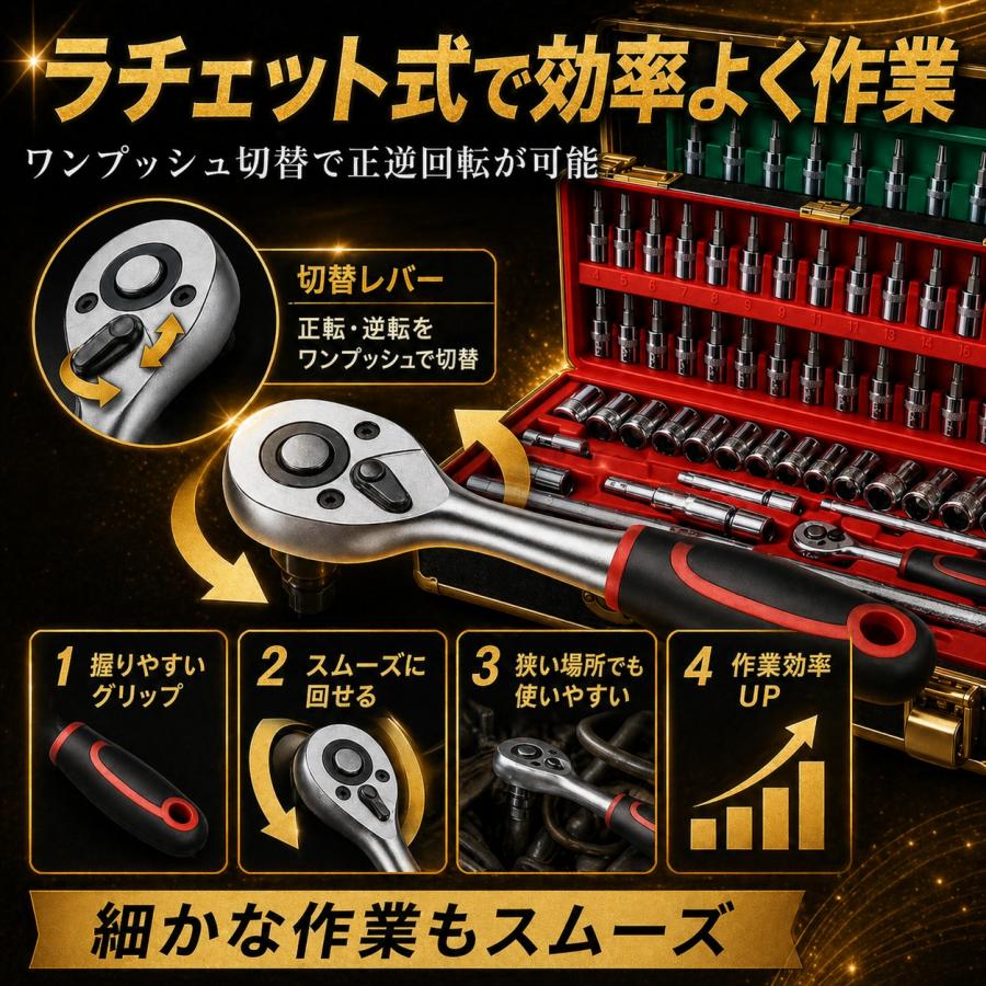 ソケットレンチ セット 48点 工具セット アダプター ホルダー