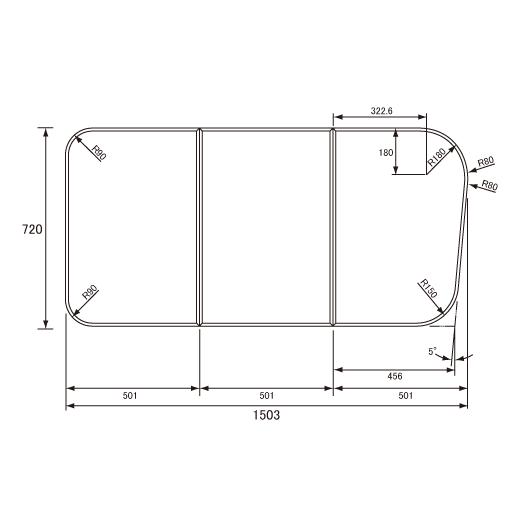 １６ナナメ薄型断熱風呂フタ パナソニック　四角型 3枚組