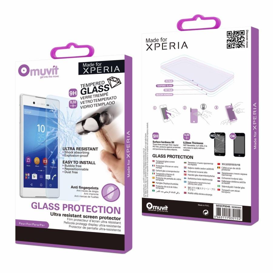 フィルム muvit Xperia Z4 強化ガラス スクリーンクリーニングクロス プロテクター Sony Xperia Z4 SESCP0046 | Xperia | 01