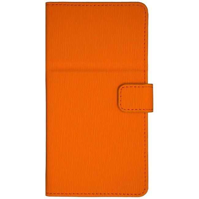 ミライセル マルチサイズ 手帳型 ケース エピ柄オレンジ 粘着固定式採用  約75x150mm以下の機種に対応 多機種に対応 PUレザー スタンド機能 | 