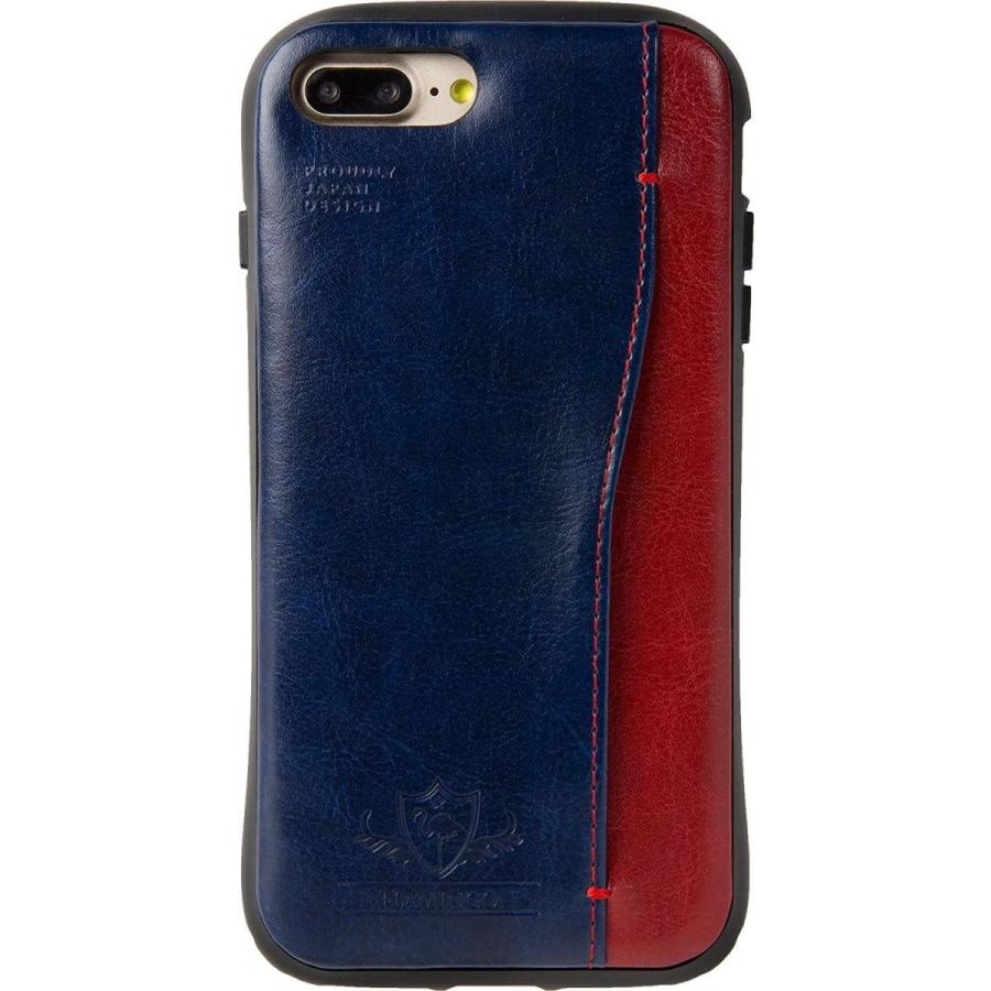 Natural design iPhone 8PLUS 7PLUS （5.5インチ） 衝撃吸収背面ケース FLAMINGO Blue カードホルダー付 フラミンゴ ブルー | 