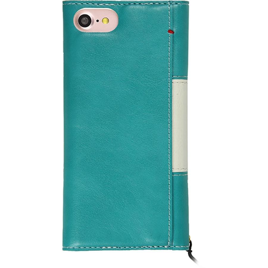 【在庫処分】Natural design iPhone iPhoneSE第2世代 8 7（4.7インチ）手帳型リボンケース Ruban Turquoise カードポケット付 リングストラップ付 |  | 02
