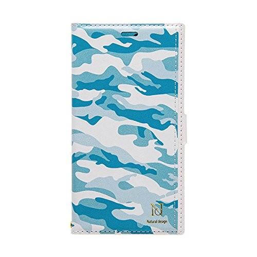 【在庫処分】 NATURAL design iPhoneX Xs (5.8インチ) 手帳型ケース カラフルカモ TURQUOISE レザー カードポケット ストラップ付 | 