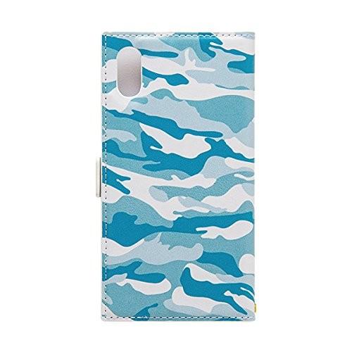 【在庫処分】 NATURAL design iPhoneX Xs (5.8インチ) 手帳型ケース カラフルカモ TURQUOISE レザー カードポケット ストラップ付 |  | 01